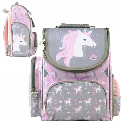 Image de Sac à dos d'école PASO à compartiment unique avec poche « Licorne »