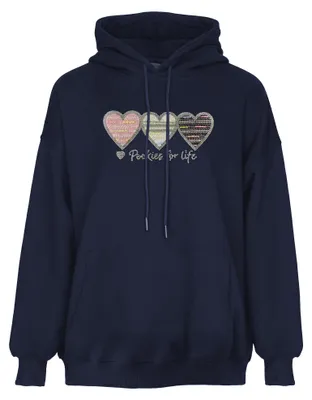 Produktbild von Damen Strickhoodie in Blau, Größe L, mit lässiger Passform und Kängurutasche
