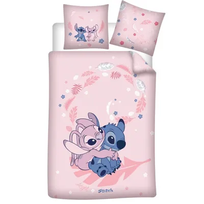 Produktbild von Bettwäsche Stitch und Angel Rose, wendbar, Bettbezug 140 x 200 cm + Kissenbezug 63 x 63 cm, Polyester-Baumwolle