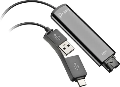 Produktbild von HP Poly DA75 USB-zu-QD-Adapter TAA, Schnittstellenadapter, 38 g, Schwarz