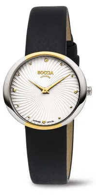 Produktbild von Boccia Damen Armbanduhr Trend 3364-03 Titan bicolor Lederband schwarz
