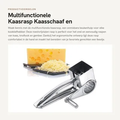 Produktbild von Käseraspel, multifunktional – Edelstahl – Handraspel – Käsehobel – Scharf – Langlebig – Küchenreibe