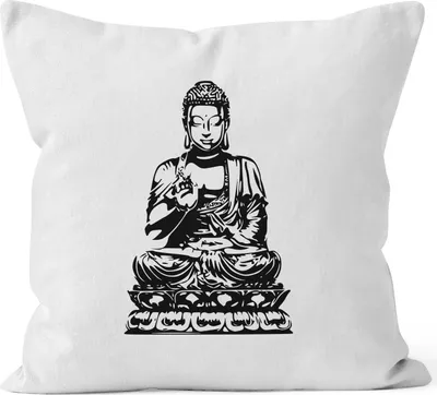Produktbild von Kissenbezug Budda Kissen-Hülle Deko-Kissen Baumwolle MoonWorks® weiß 40cm x 40cm