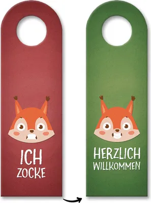 Produktbild von Ich zocke oder willkommen Türhänger mit Fuchs Motiv Kinderzimmer Kind Kinder