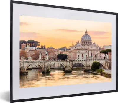 Produktbild von MuchoWow® MuchoWow® Gerahmtes Poster Italien - Skyline - Rom 60x40 cm - Poster mit zchwarzem Bilderrahmen - Schlafzimmer - Plakat in Rahmen - Drucken