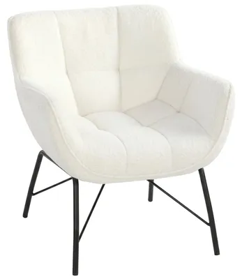 Produktbild von HOMCOM Loungesessel Wohnzimmer Sessel mit Sherpa-Fleece-Optik, Cremeweiß