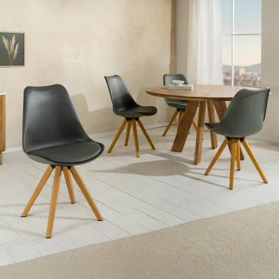 Produktbild von riess-ambiente 2er Set Design Stuhl SCANDINAVIA MEISTERSTÜCK grau Kunstleder natur Metall Eichen-Optik Esszimmerstuhl