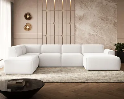 Produktbild von GrainGold Ecksofa U-Form Links Belluno - Moderne Ecksofa, Wohnzimmer Ecksofa - Eckcouch Weiß (Quelle 01)