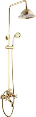 Produktbild von Duschset Bad Wasserhahn Gold Duscharmatur Set Regendusche Duschkopf mit Handbrause Dusche Wandmontage Mischer Wasserhahn Bad Duschsystem