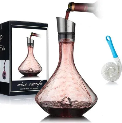 Produktbild von Wein Karaffe mit eingebautem Luftfilter - inkl. Reinigungsbürste - 100% leitungsfrei - mit Filter