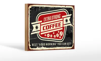 Produktbild von Holzschild Kaffee 18x12cm extra strong Coffee good morning