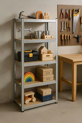 Obrázok produktu pre ModernHome Regál Abibaal strieborná 180 cm x 90 cm x 40 cm