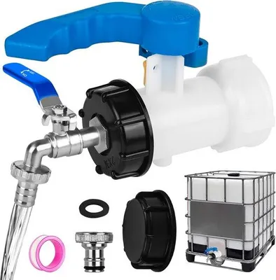 Produktbild von Adapter-Kugelventil – DN60 – 75 mm – Zubehör für IBC-Container – Ablassventil für Tanks mit 3/4-Zoll-Anschluss – Absperrventil für Wassertanks und Regenwassertanks