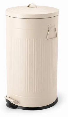 Abfalleimer 40 l mit Pedal, Softclose, Beige, Metall