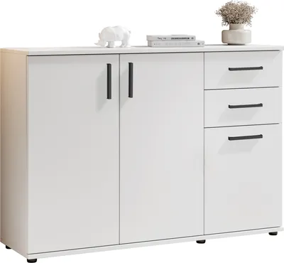 Zdjęcie produktu dla Kommode >BC 1040< 3 Türen, 2 Schubladen, weiß - 120x84x35cm (BxHxT)