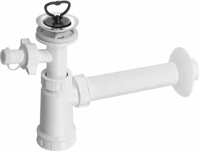 Produktbild von Bruckner Waschtisch-Siphon mit Abzweig, Edelstahl, Stopfen Kunstsfoff, DN40, Weiß