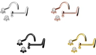 Produktbild von Nasenpiercing, Nasenstecker Titan Nasenstecker Spirale KRISTALL + 3 KUGELN