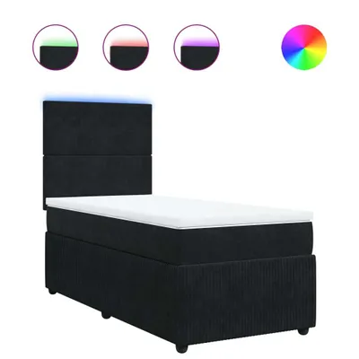 Produktbild von Boxspringbett mit Matratze Schwarz 90x190 cm Samt