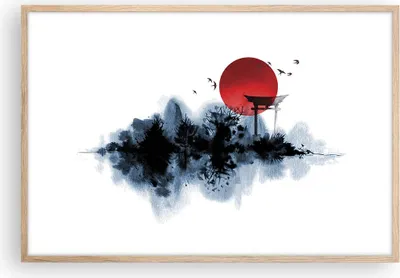 Produktbild von Gerahmtes Poster - Rahmen in heller Eiche - Rot Sonne Tor - 91,5x61 cm - Wand Bild - Wanddeko - Wandbilder - Kunstposter - Wandposter - Bilderrahmen - Bilder - Kunstdruck - P2NAA91x61-4666