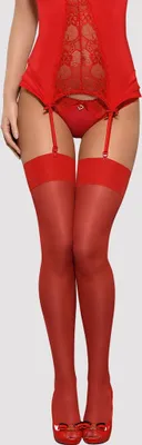 Produktbild von Strümpfe mit Strapsgürtel Obsessive OB1472 Rot S/M