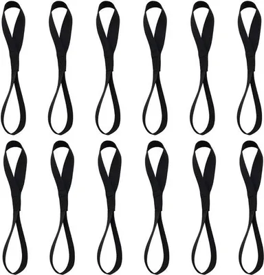 Image de Cordes courtes à double mousqueton, lot de 12, capacité de charge de 100 kg, nylon, 20 x 2,5 cm