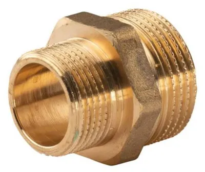 Produktbild von Messing Gewinde-Fitting Reduziernippel 1'AG (DN 25) - 3/4'AG (DN 20) - schwere Ausführung