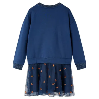 Immagine prodotto di vidaXL Abito da bambino con maniche lunghe blu navy 104