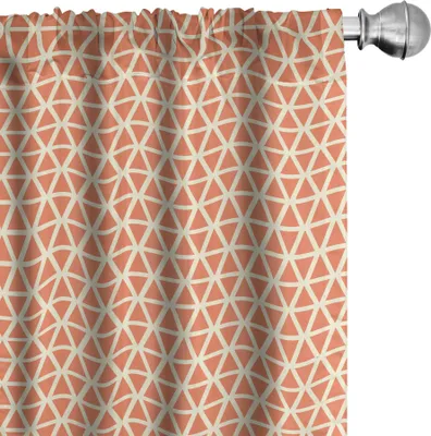 Produktbild von ABAKUHAUS Orange Vorhänge, Gardinen, Groovy Soft tonte Weinlese-stilisierte geometrische Dreiecke verzerrte Quadrat-Fliese, 2 Stück 75 x 225 cm, Blasses Orange Elfenbein