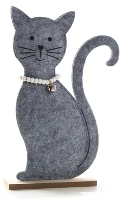 Produktbild von Graue Deko Katze - 18 cm aus Filz - Katzenfigur zum Hinstellen