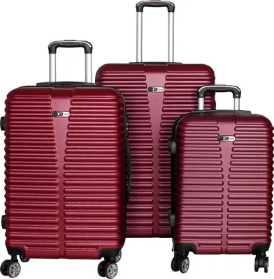 Produktbild von Linder Exclusiv Kofferset, Reisekofferset MC3079 Burgund, Hartschalenkoffer, Doppeltragegriff mit Zahlenschloss, Trolley Reisekoffer 3tgl 4 Rollen Reisekoffer