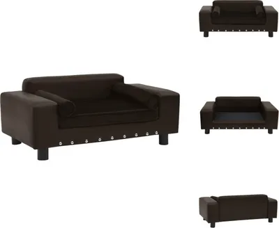 Produktbild von vidaXL Hundesofa Braun 81x43x31 cm Plüsch und Kunstleder - Hundebetten