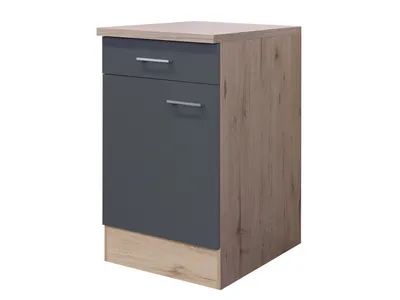 Produktbild von Küchenunterschrank - 50 cm breit - Basaltgrau Matt San Remo Eiche – Morena