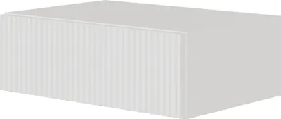 A white nightstand with a ribbed front panel and a drawer.