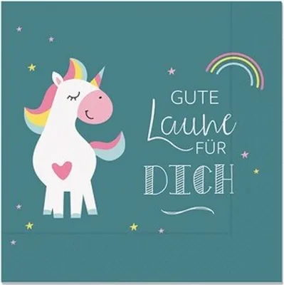 Produktbild von 20 Servietten Unicorn 33x33cm Einhorn Regenbogen Kindergeburtstag Geburtstag Mädchen Sprüche