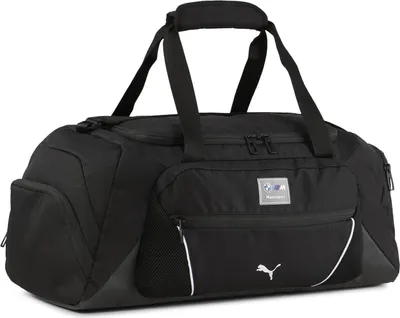 Produktbild von BMW Motorsport Puma Sporttasche „MMS“, Offizieller Fanartikel, Schwarze Sporttasche mit BMW M Details, 34L Volumen, Reißverschlussfächer, 100% Polyester