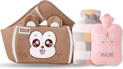 Immagine prodotto di Borsa dell'acqua calda Famanu con rivestimento in peluche, ideale per collo, spalle, schiena, gambe e zona lombare