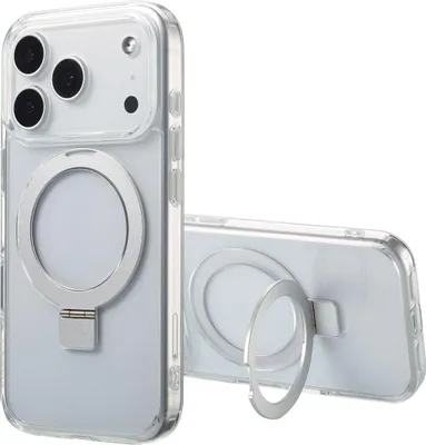 Image de Accezz Ring Stand Backcover avec MagSafe pour Apple iPhone 17 Pro Max - Transparent