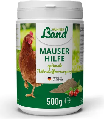 Produktbild von HÜHNER Land Mauserhilfe für Geflügel 500g I Futterergänzung für Hühner, Vitamin B, Gefieder und Stoffwechsel, natürliches Hühnerfutte