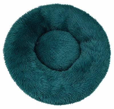 Immagine prodotto di IvoQ Cuccia per cani Donut - Cuccia per gatti - Peluche morbido - Bordo rialzato - Ø 50 cm - Blu petrolio
