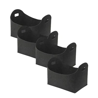 Image de Clanmacy Sacs en feutre pour le bois de chauffage 4 pièces 44 x 31 x 34 cm Sac pour le bois de chauffage Sac en feutre pliable Panier pour le bois de chauffage Sac à provisions gris