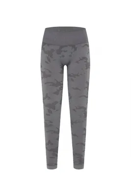Zdjęcie produktu dla SENSES.THE LABEL Legginsy w kamuflażu LINA, szare, krój slim fit, wygodny pas, 55% poliamid, rozmiar sportowy S