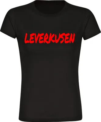 Produktbild von multifanshop Damen T-Shirt - Leverkusen - Textmarker, schwarz, Größe XXL