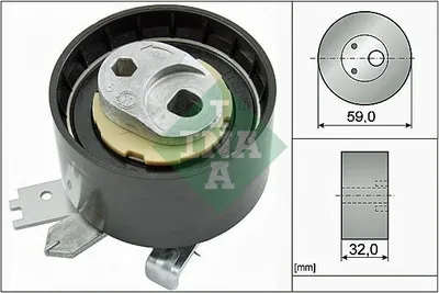 Produktbild von INA 531 0906 10 Spannrolle Zahnriemen Ø59mm passend für MERCEDES-BENZ B-Klasse (W246, W242) A-Klasse (W176) für NISSAN Qashqai II (J11, J11) für DACIA