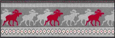 Produktbild von Waschbare Fußmatte - Elch - Nordic Elk grau Teppichläufer 60x180 cm Wash+Dry