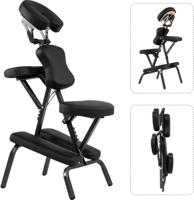 Produktbild von COSTWAY Massagestuhl klappbar mit Tragetasche, Tattoostuhl höhenverstellbar bis 150kg, schwarz