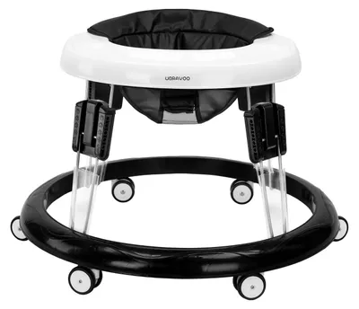 Immagine prodotto di Supporto per l'apprendimento della camminata per bambini - Modello ZM01/BK01 - Regolabile in altezza - 9 livelli di altezza - Vassoio facile da pulire - 8 ruote universali - Adatto per bambini da 1 a 2 anni - Colore: nero