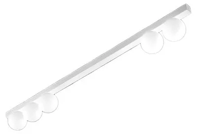 Productafbeelding van Plafondlamp 10S48482, gemaakt van matwit metaal, met 5 witte, geëtste glazen diffusers, handgeblazen, modern design - Perenz