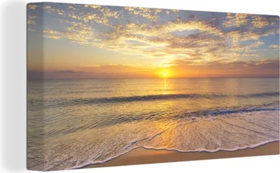 Obrázek produktu pro OneMillionCanvasses® - Obraz na plátně - Pláž - Západ slunce - Moře, nástěnná malba, nástěnné dekorace obrazy obývací pokoj, 80x40cm