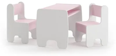 Immagine prodotto di Set per bambini TIMI composto da tavolino e due seggioloni - colore bianco/rosa