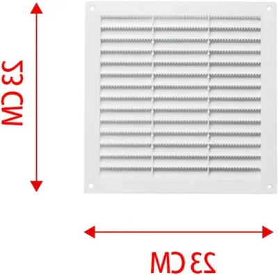Productafbeelding van Rechthoekig ventilatierooster 230 x 230 mm met muggennet en insectenbescherming - Wit kunststof